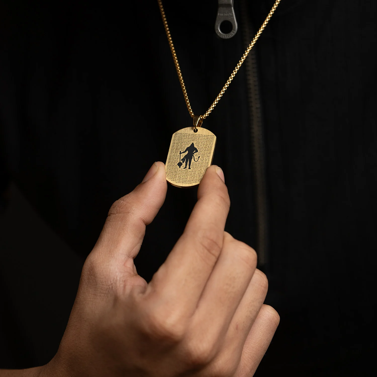 Sacred Hanuman Chalisa MicroCarved Tag Necklace - Image 3
