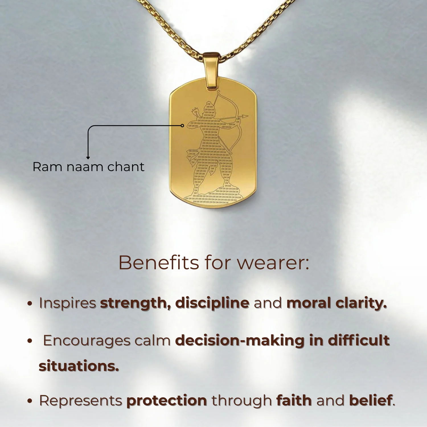 Shree Ram MicroCarved Inlay Tag Necklace - Image 10