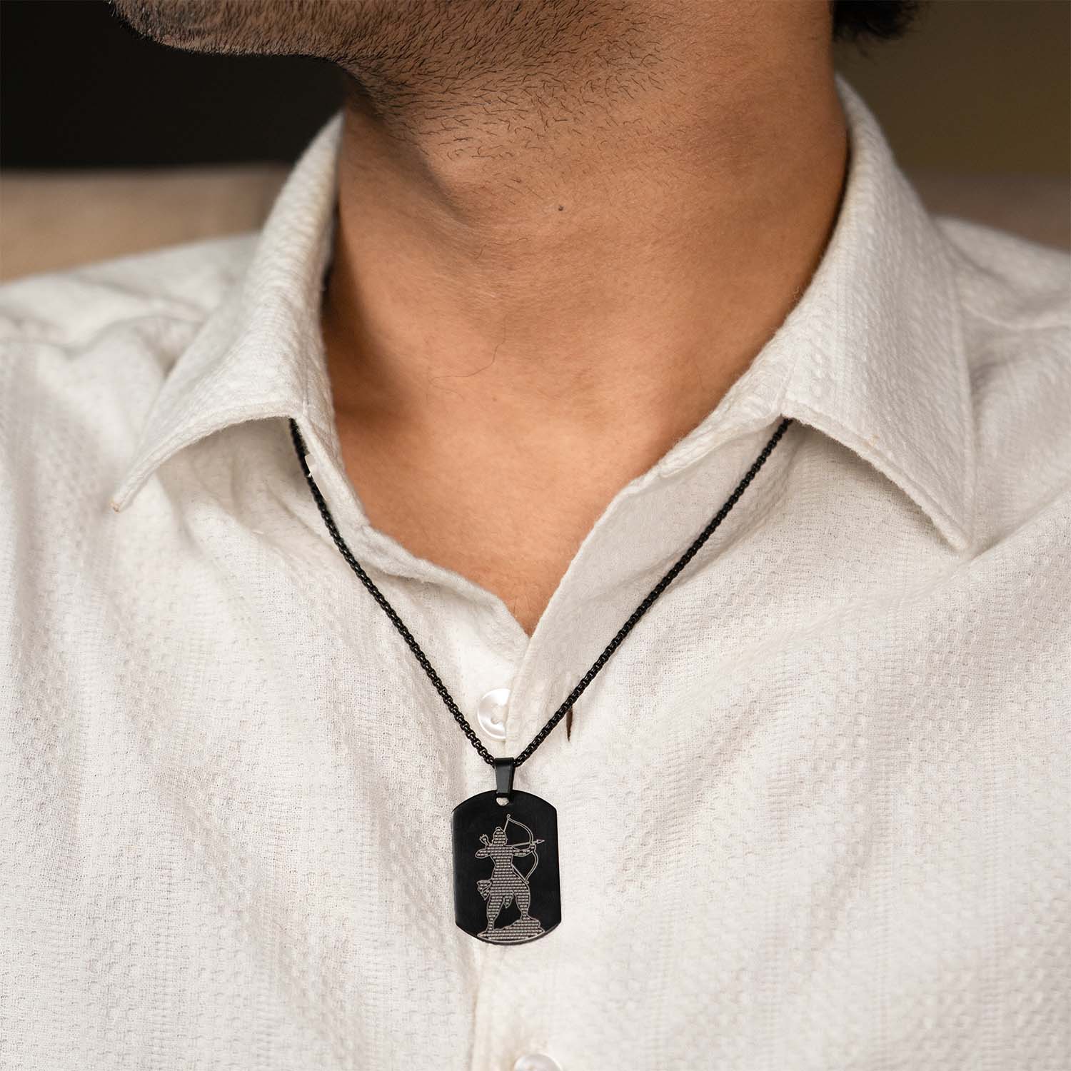 Shree Ram MicroCarved Inlay Tag Necklace - Image 11