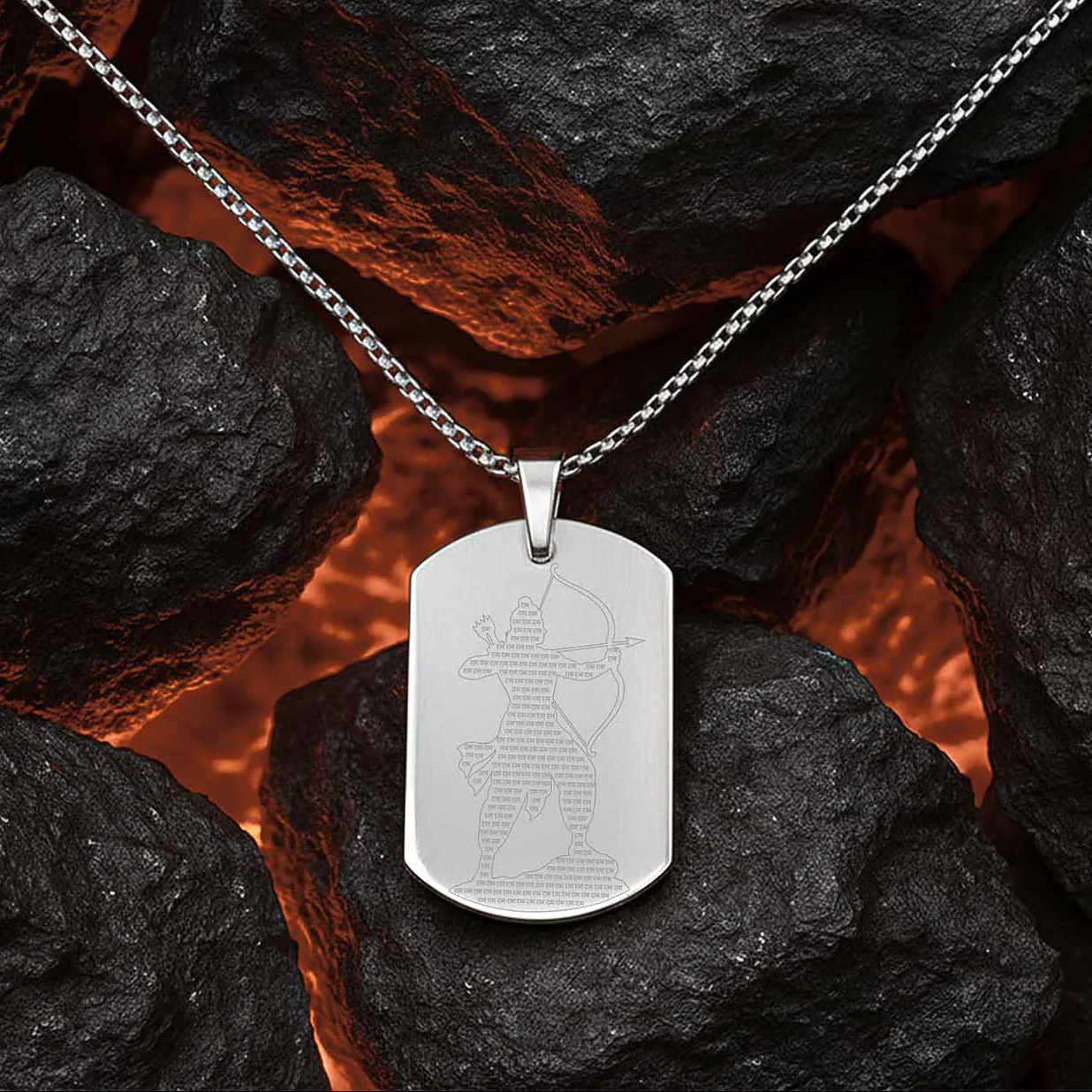 Shree Ram MicroCarved Inlay Tag Necklace - Image 17