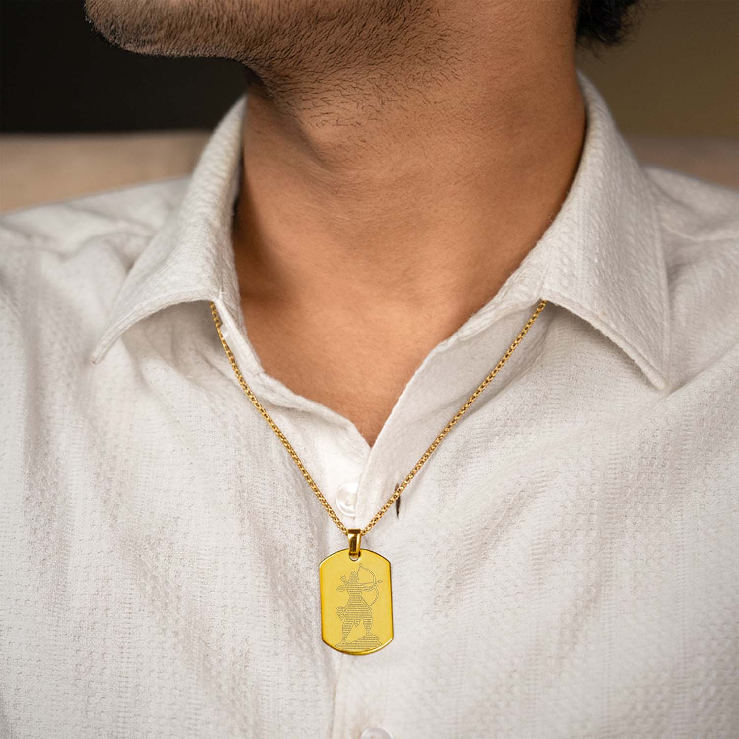 Shree Ram MicroCarved Inlay Tag Necklace - Image 3
