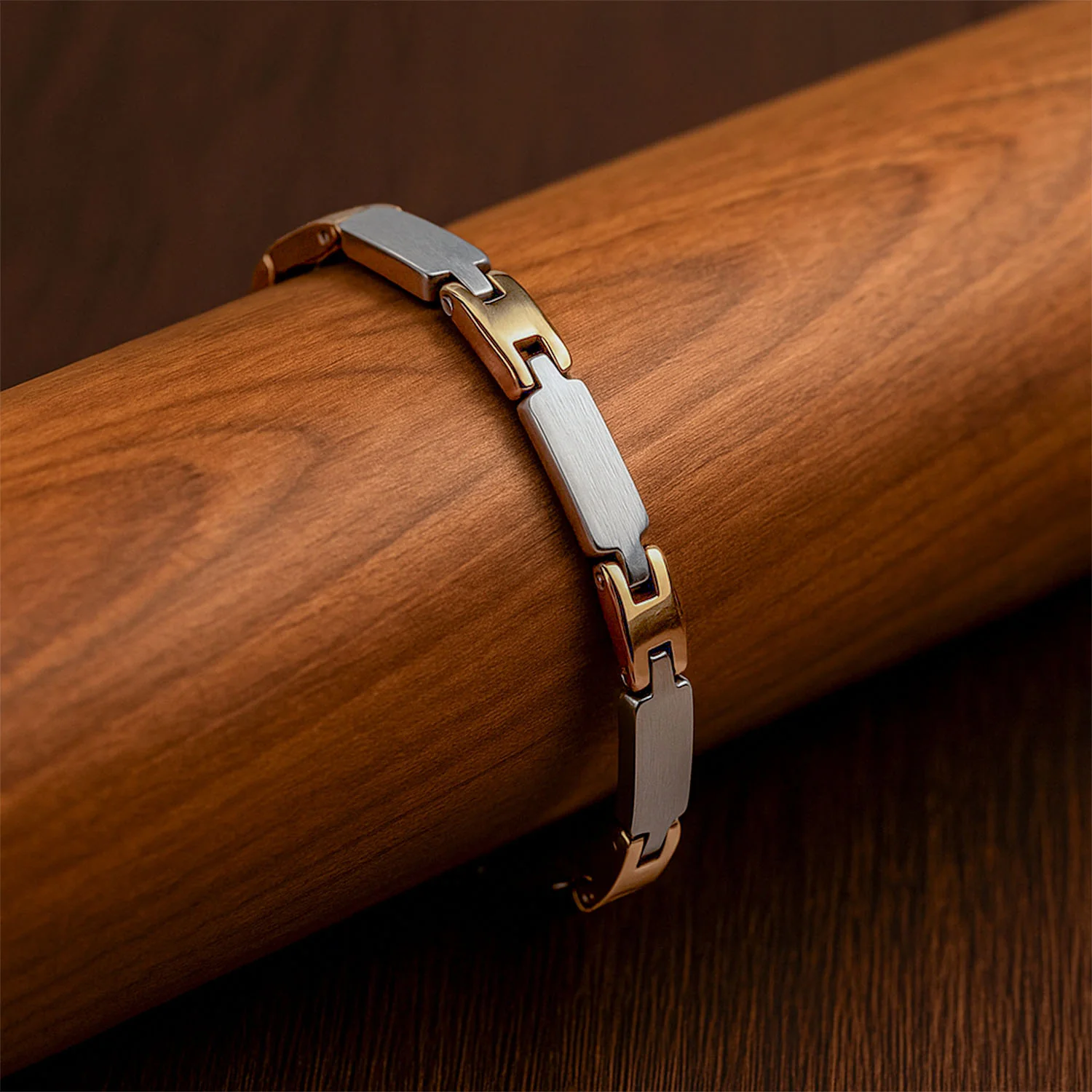 Silver & Gold Dual Finish Steel Link Bracelet