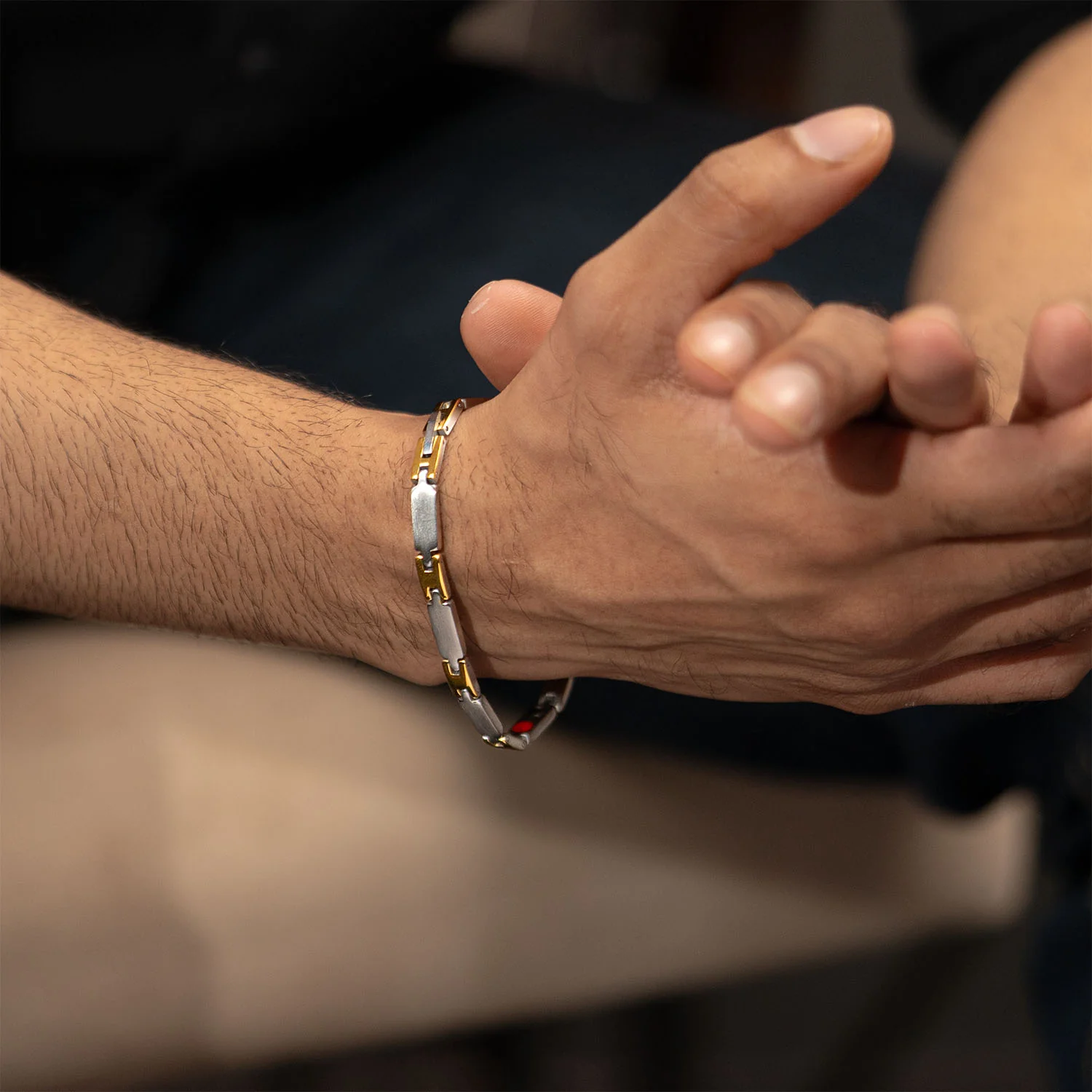 Silver & Gold Dual Finish Steel Link Bracelet - Image 2