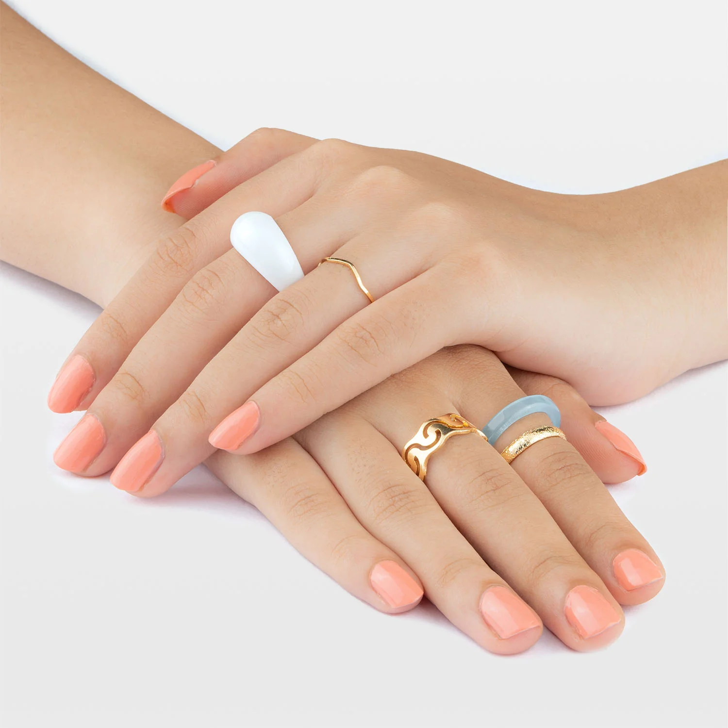 Sky Blue Stackable Rings Set (Pack of 5) - Image 2