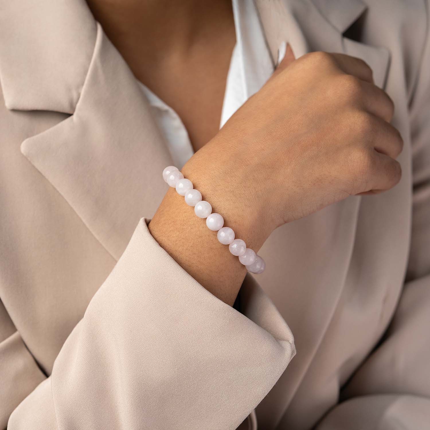 Solace Rose Quartz Natural Stone Bracelet - Image 3