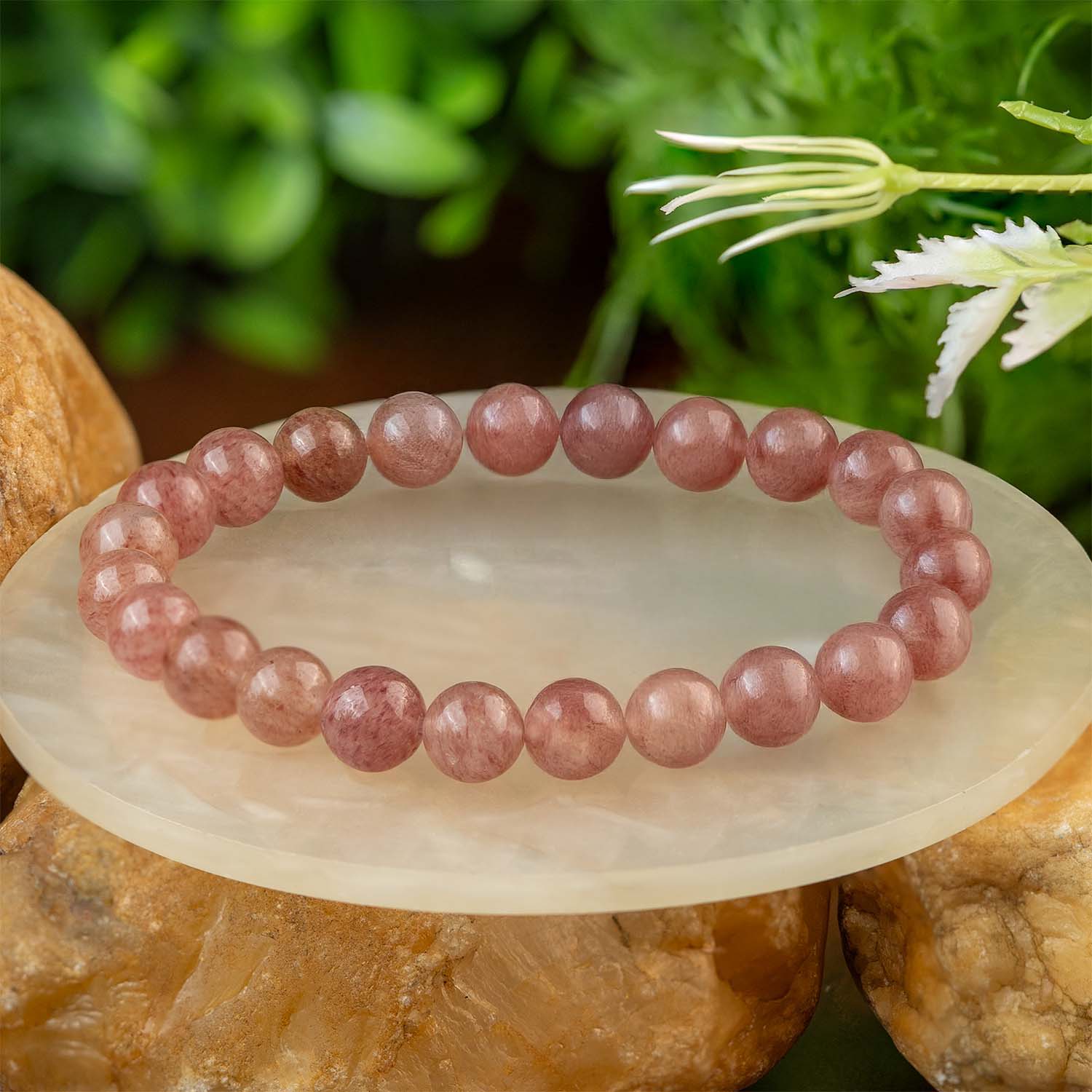 Soulful Strawberry Quartz Natural Stone Bracelet - Image 10