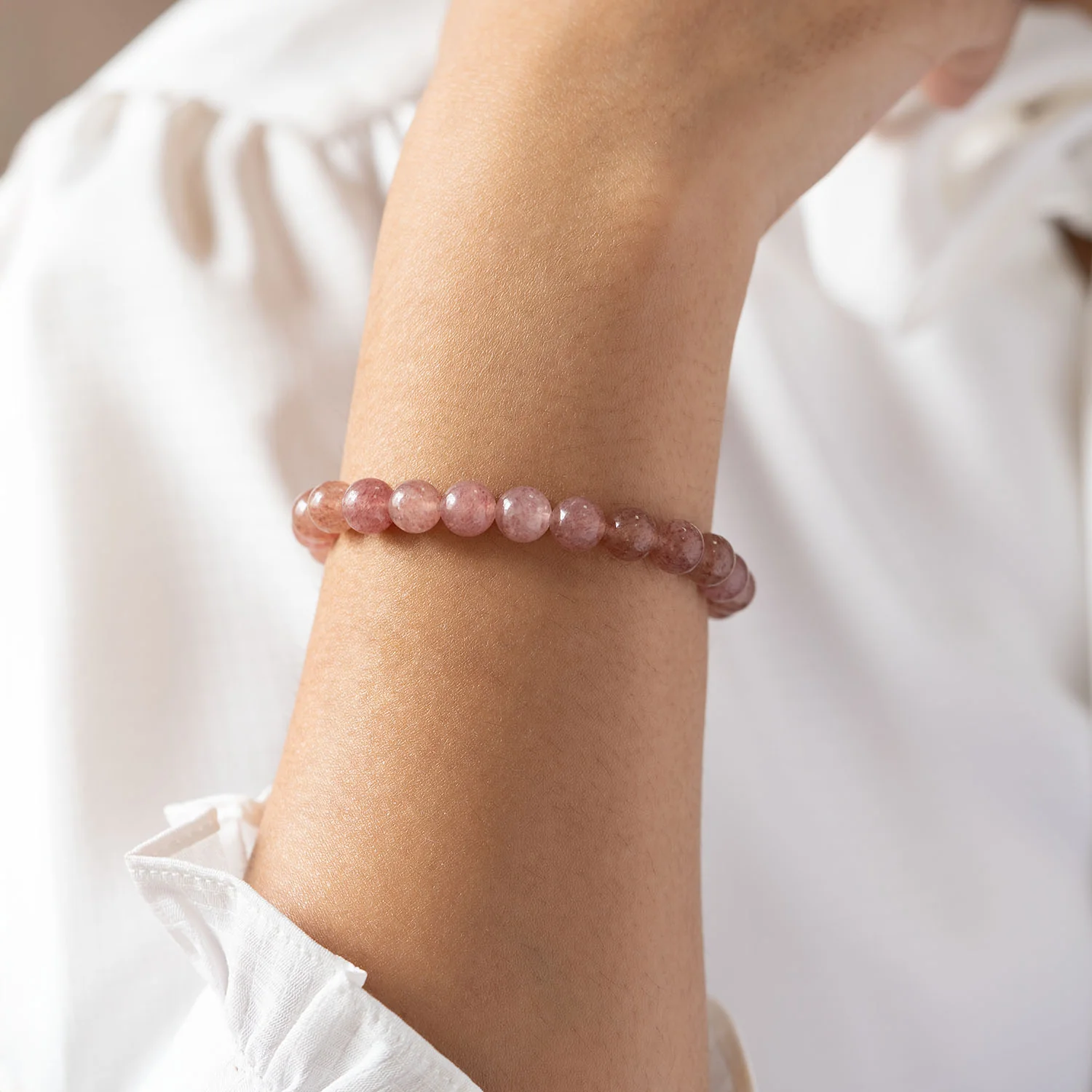 Soulful Strawberry Quartz Natural Stone Bracelet - Image 12