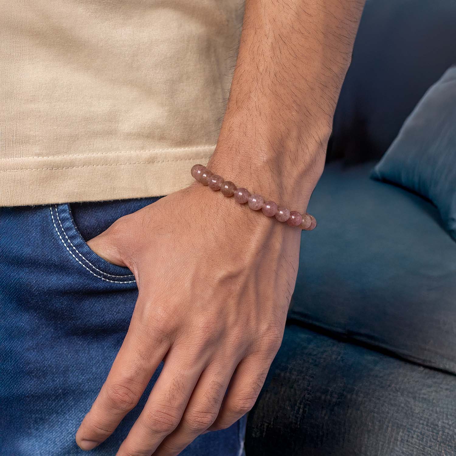 Soulful Strawberry Quartz Natural Stone Bracelet - Image 3