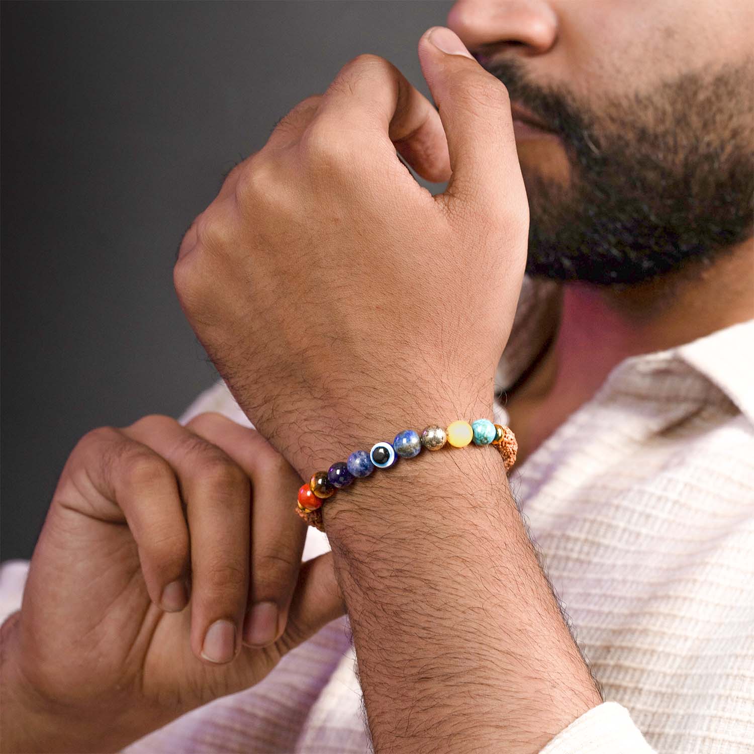 Spiritual Rudraksh 9 Chakra Bracelet - Image 12
