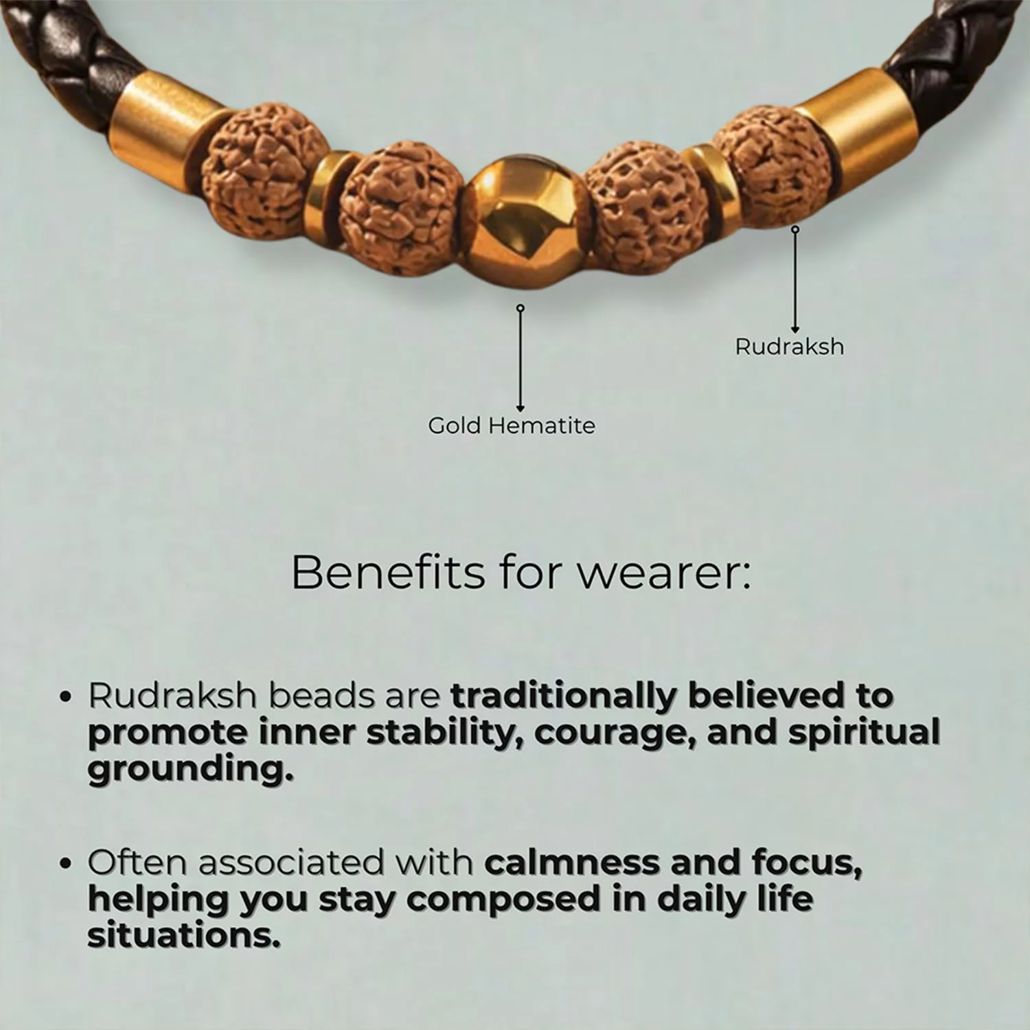 Spiritual Rudraksh Natural Stone NeoLeather Bracelet With MagSnap2 - Image 2
