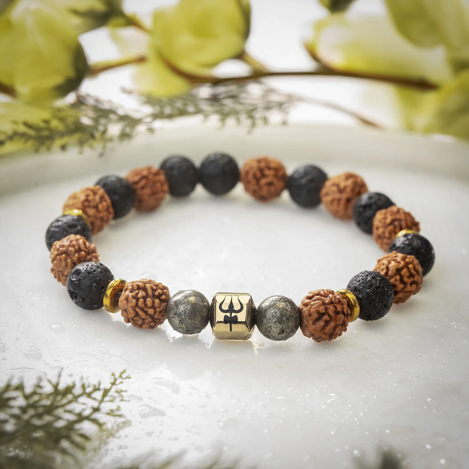 Spiritual Rudraksh Pyrite Trishul Bracelet - Image 10