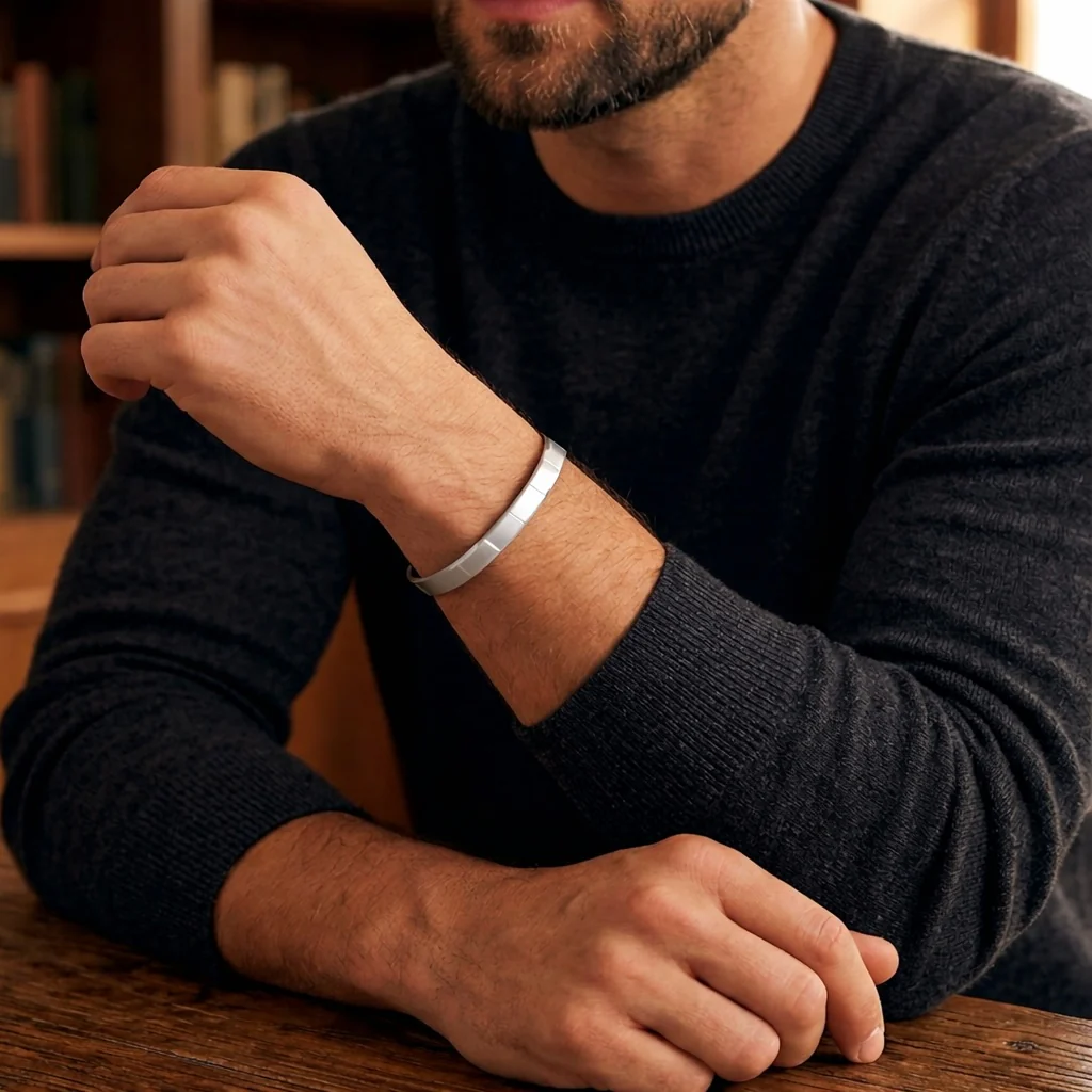 Matte Strike Line Flex Cuff Adjustable Bracelet - Image 10