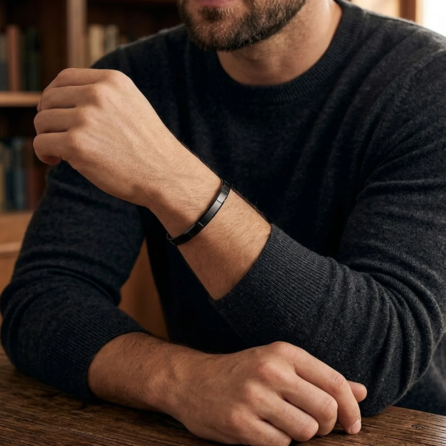 Matte Strike Line Flex Cuff Adjustable Bracelet - Image 2