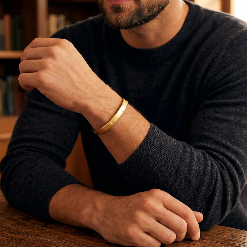 Matte Strike Line Flex Cuff Adjustable Bracelet - Image 6