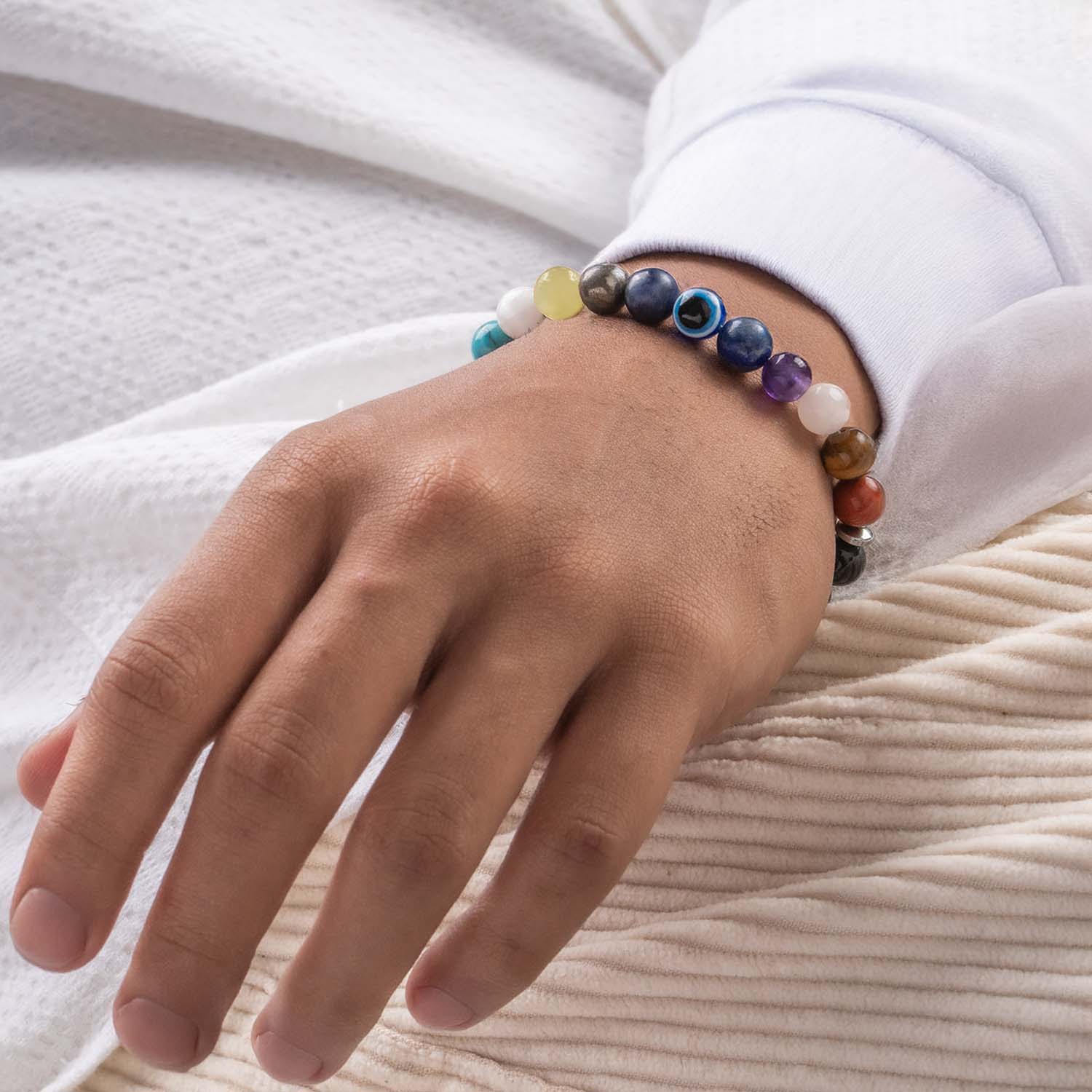 Super 11 Chakra Evil Eye Natural Stone Bracelet - Image 3