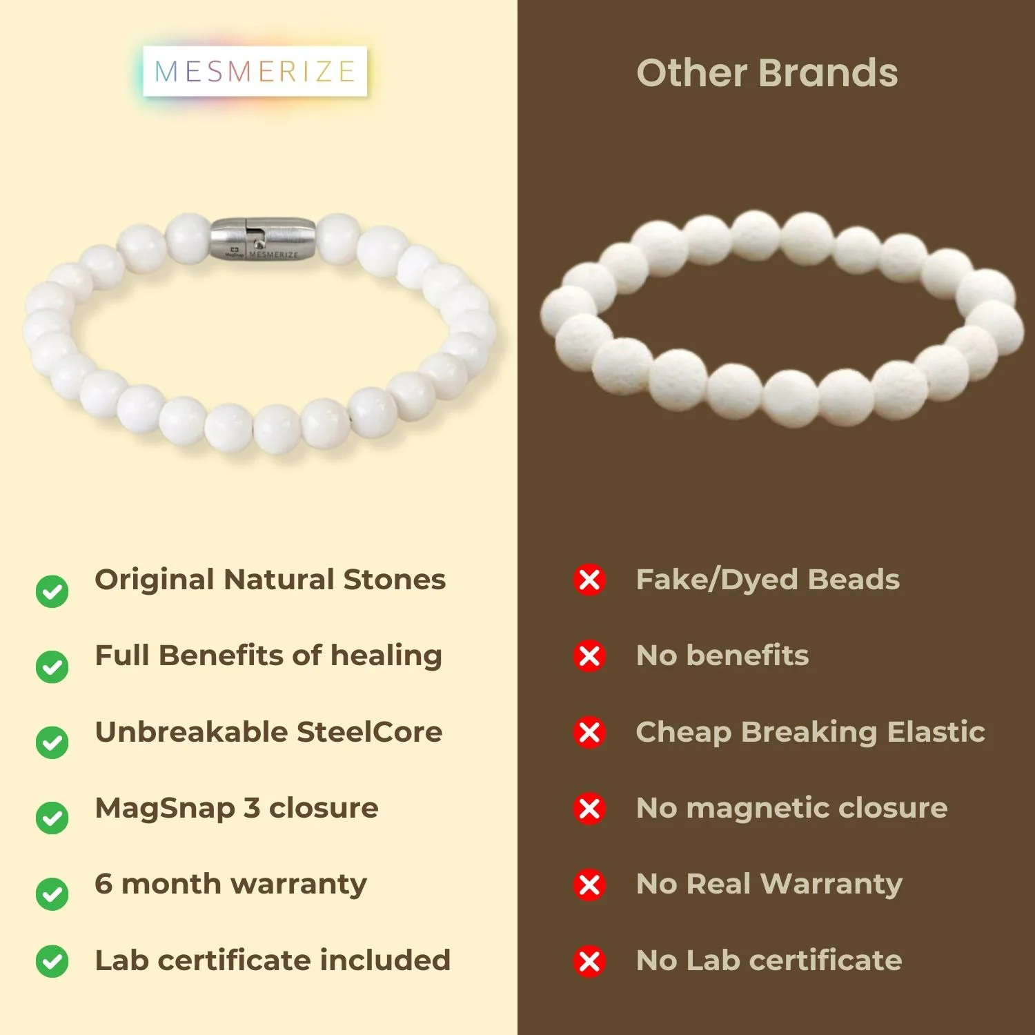 Tranquil White Coral Bracelet Natural Stone Bracelet With MagSnap 3 - Image 7