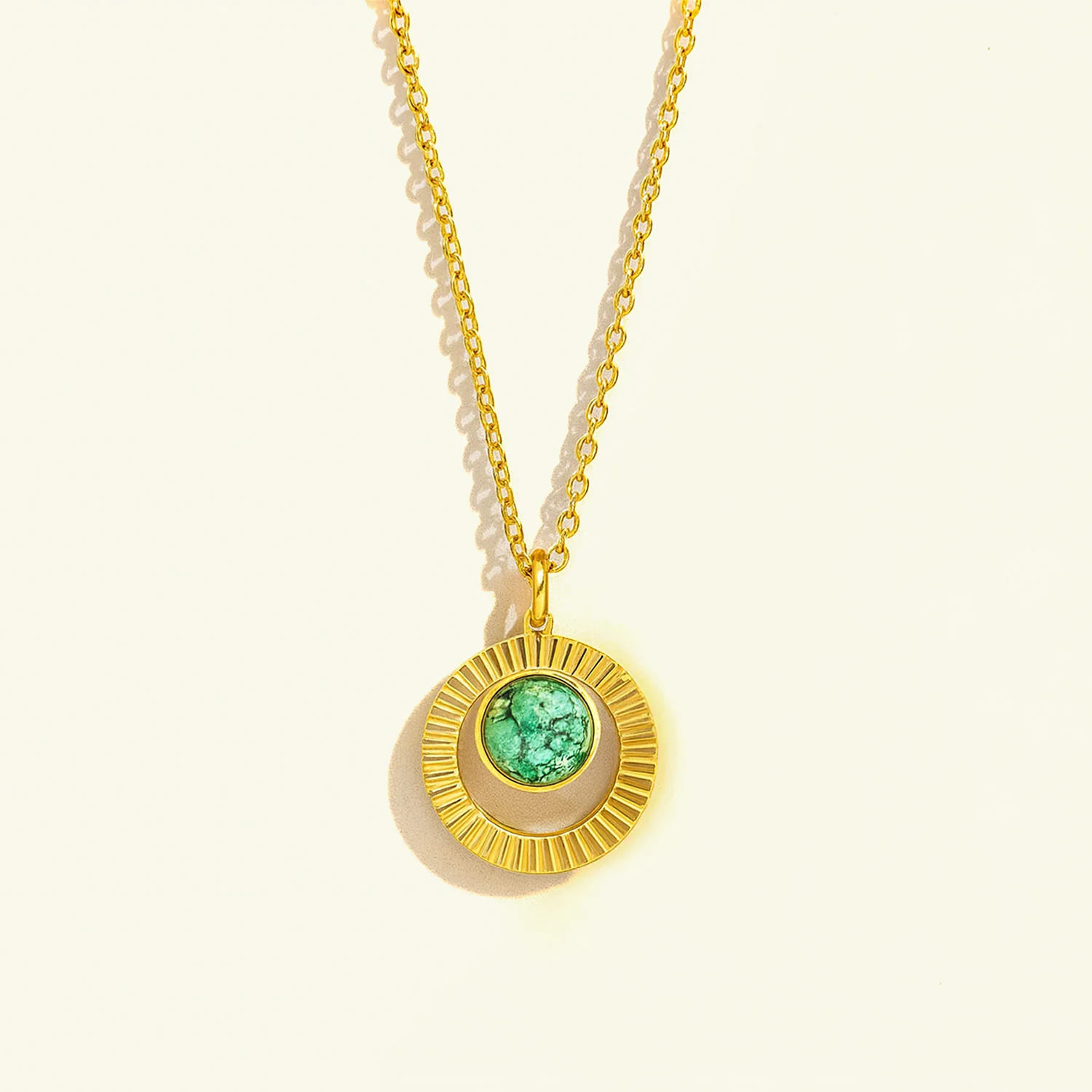 Valentina Pave Gold Necklace with Emerald Stone - Image 3