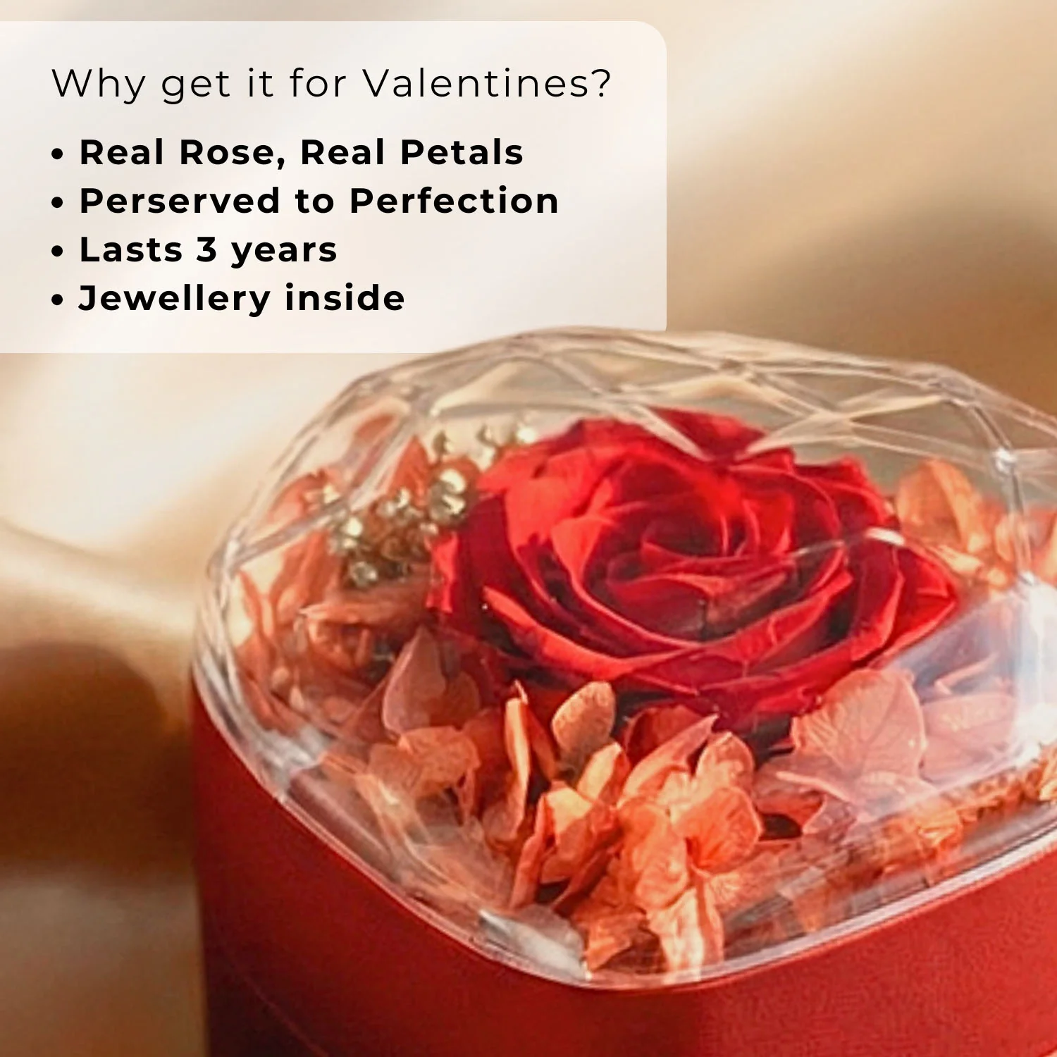 Valentine's Heart Shaped Preserved Rose Jewellery Box With Necklaces - Image 47