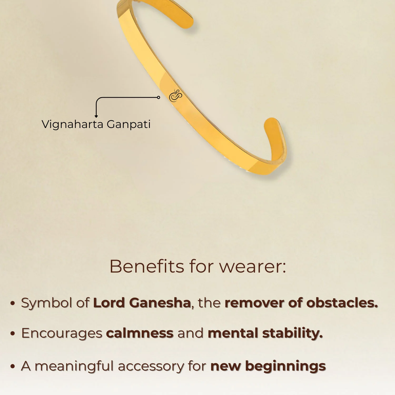 Vignaharta Ganpati Gloss Cuff Adjustable Bracelet - Image 2