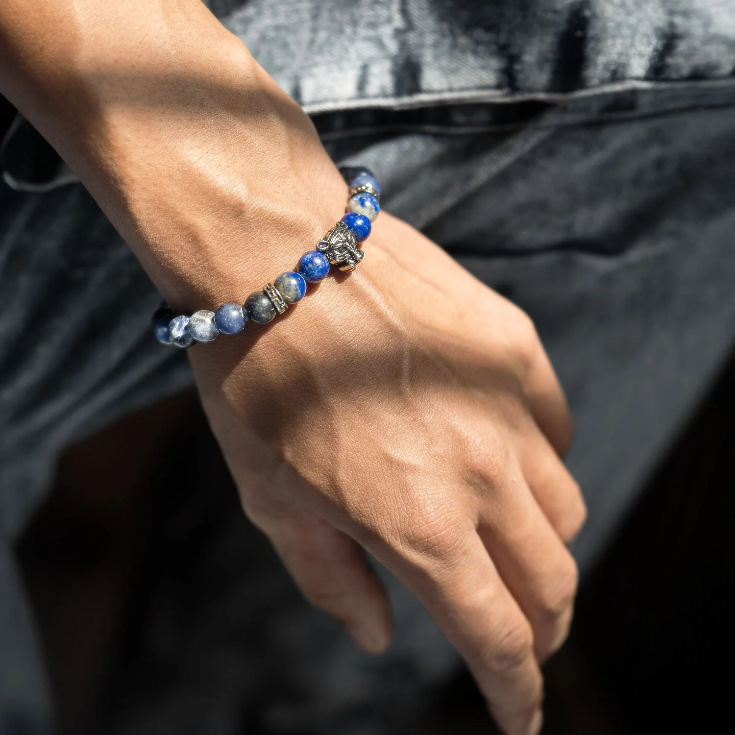 Wisdom Lapis Lazuli Natural Stone Panther Bracelet With Magsnap 2 - Image 2