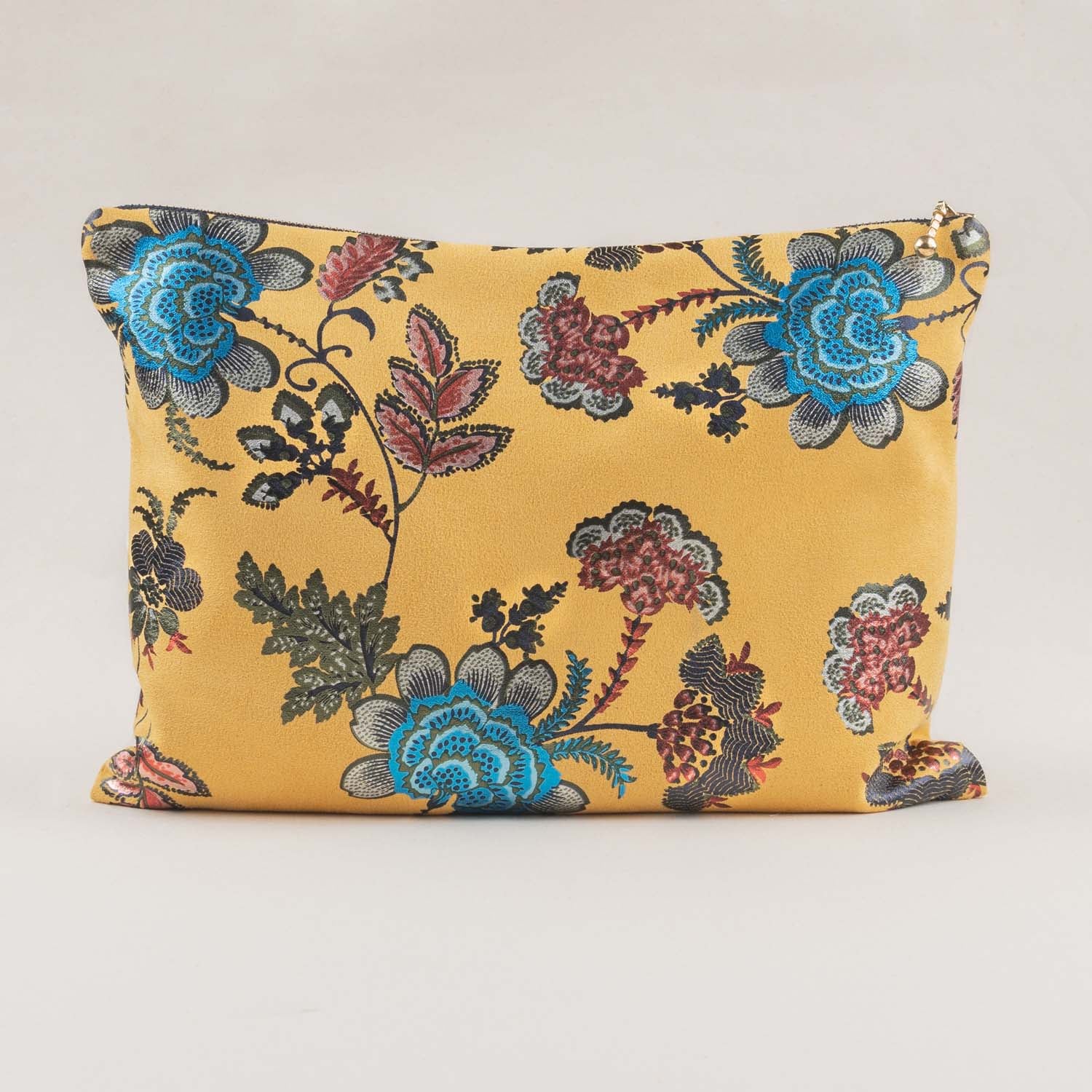 Yellow Foil Print Suede Carry On Pouch - Image 4